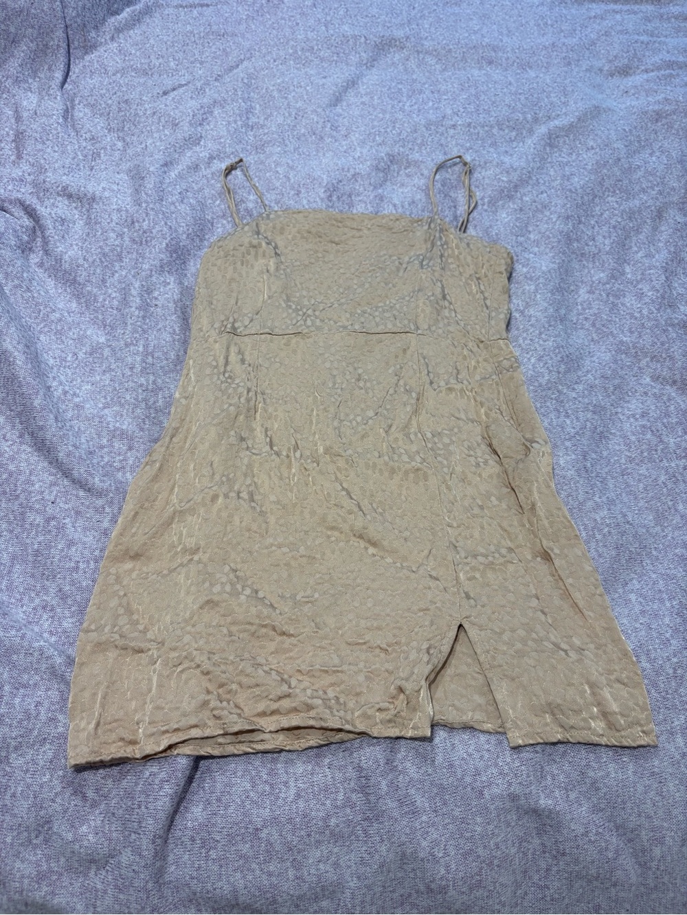 Patterned Champagne Slip Dress with Slit
